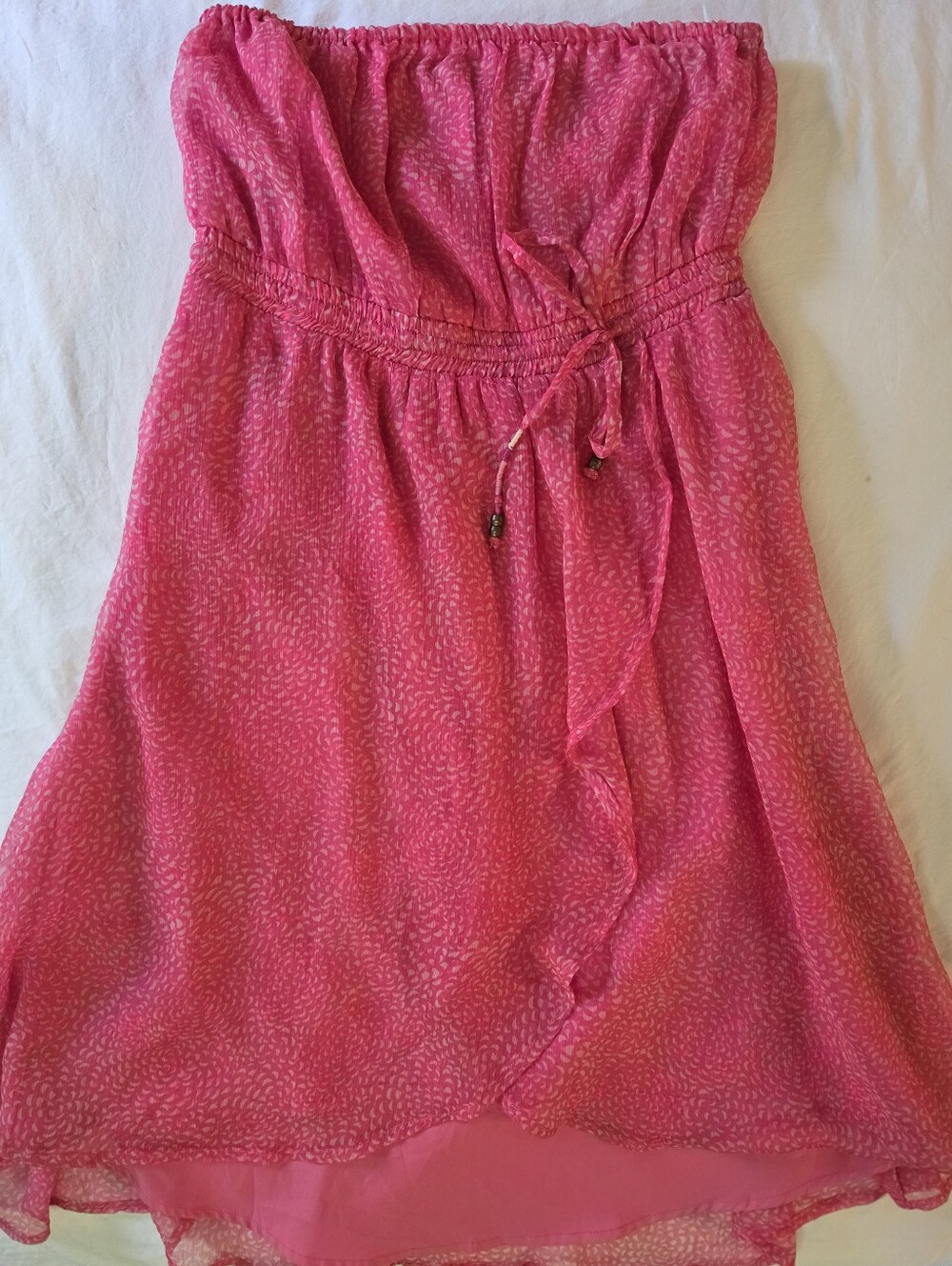Vintage 2013 Roxy Pink Geo Strapless Dress Size M High Low Tube Y2K Festival